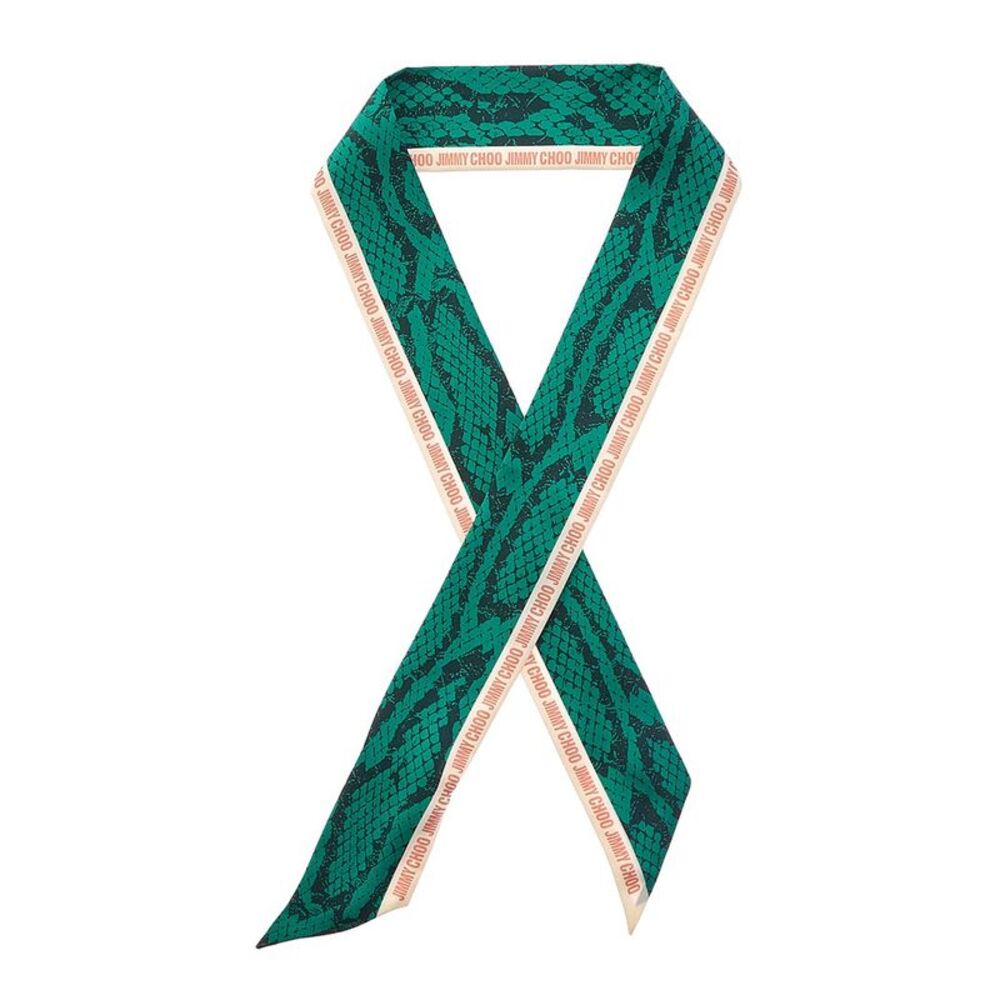 Jimmy Choo Logo Silk Scarf, Green